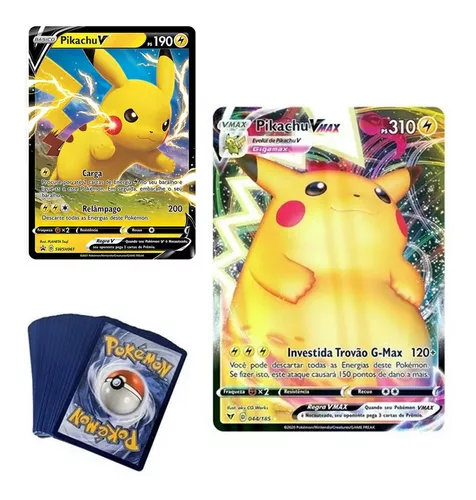 Lote 100 Cartas Pokémon Com Uma Carta Vmax Aleatoria