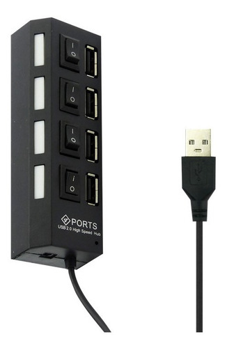 Hub Usb 2.0 4 Puertos Negro Techcenter