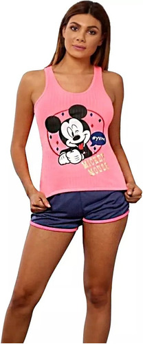 Pijama Dama Mujer Playera Remera Short Minnie Mouse Disney 