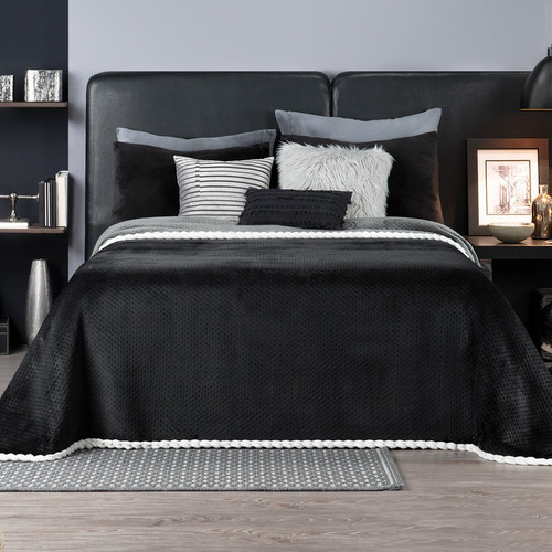 Cobija Esquimal Cobertor Luxus Individual Cobertor ind  ind  color galeana (negro-gris) de 220cm x 150cm