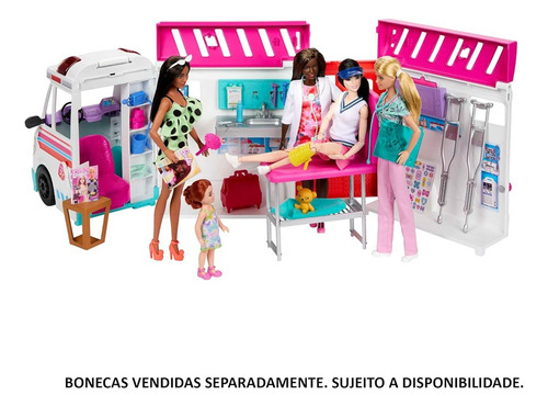 Barbie Ambulância E Clínica Médica 2 Em 1 Com Luz E Som