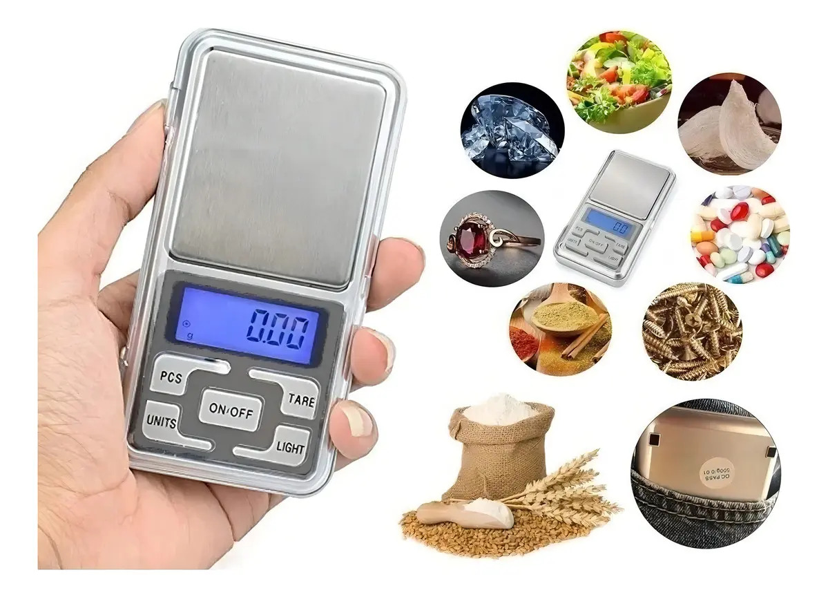 Báscula Gramera Digital 500g x 0.01 g Portátil Pantalla LCD Gris