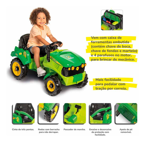 Carrinho De Passeio E Pedal - Trator Tracamp - Verde - Cale