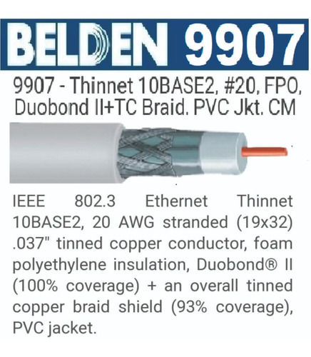 Belden Rg-58 A/ U 9907 Cable Coaxial Multifiliar Beige Rg58