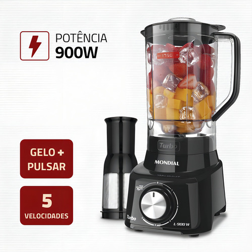Liquidifier L-900 Fb Turbo 900w 2.7 Litros Black Mondial