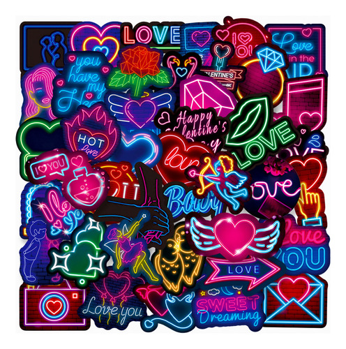 Pegatinas De Graffiti De Luz De Neón De Dibujos Animados Ins