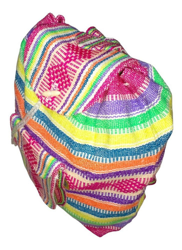 Morral Artesanal Bordado, Mxmey-001, 1 Pza, 10kg, Rosa/verde Color Rosa/ Verde/ Amarillo/ Morado