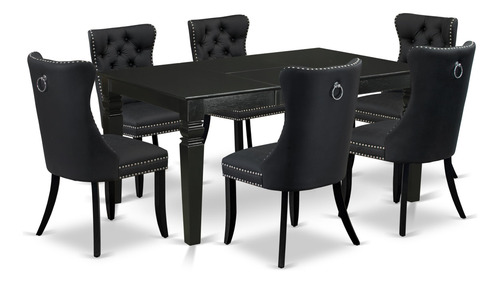 East West Furniture Weda7-blk-12 Juego De Comedor De 7