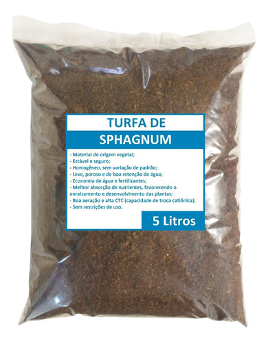 Turfa De Sphagnum Sphagnotec 5 Litros - Substrato P/ Plantas