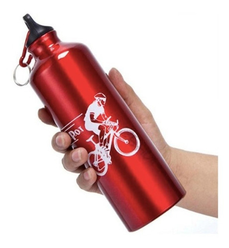 Imagen 2 de 6 de Botella Agua Deportes Aluminio Tapa Rosca 750ml Gancho