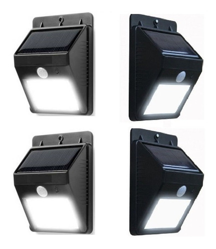 Pack X4 De Foco Led Recargable Con Sensor Y Panel Solar