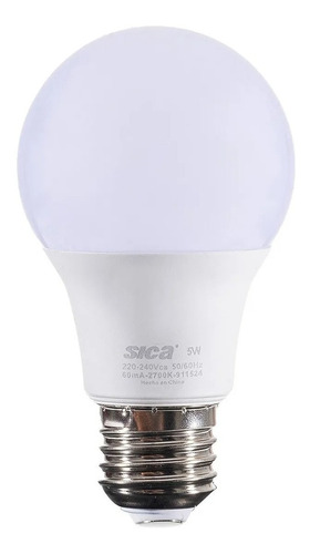 Lampara Led Sica 220v 5 W A60 E27 Luz Calida 5w