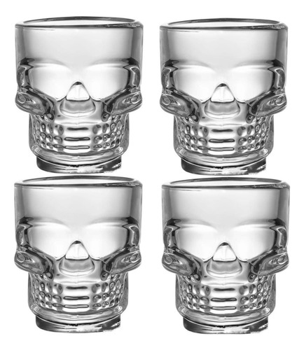 Copa Calavera De Vidrio Shot Decorativo Pack X 4 Unidades