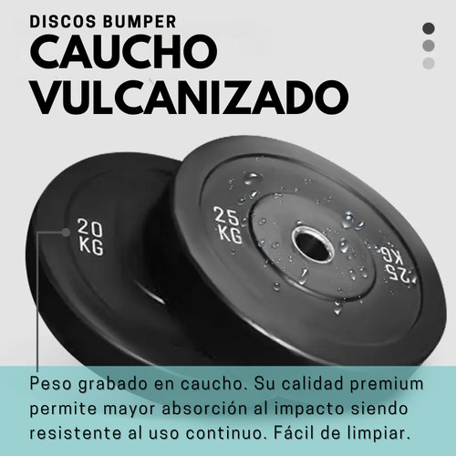 Disco Bumper Olimpico Importado Goma 25kg Calidad Premium Negro