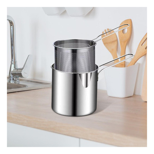 .. Olla For Freír De Acero Inoxidable Con Colador Para