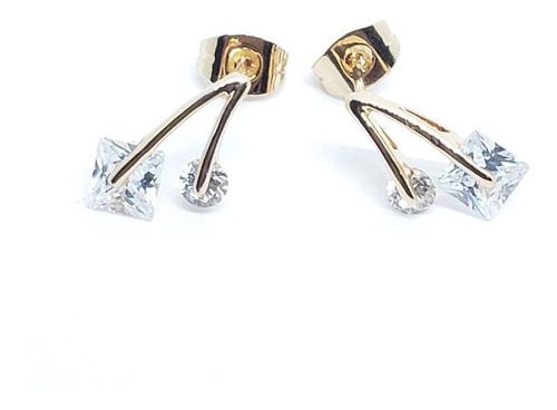 Aretes Cristal Cuadro Y Oro Rosa Lam Estuche