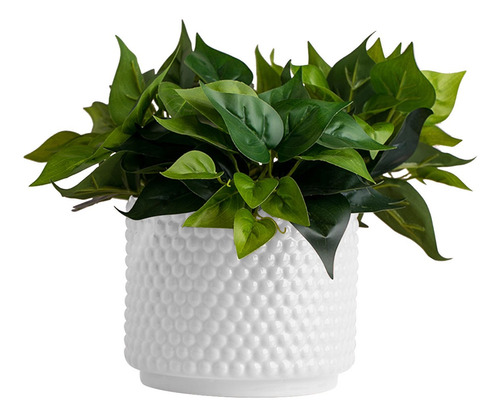 Maceta Cerámica De Perlas Blanca 15 X 12,5 Cm Elegange Blanco