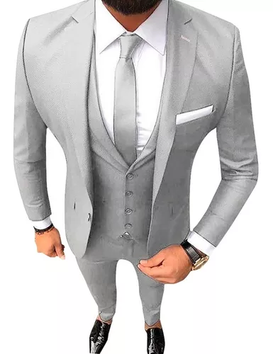 Chaleco Gris Plata Hombre Traje