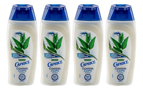 4 Shampoo Caprice Control Caspa Limpieza Refrescante 200ml