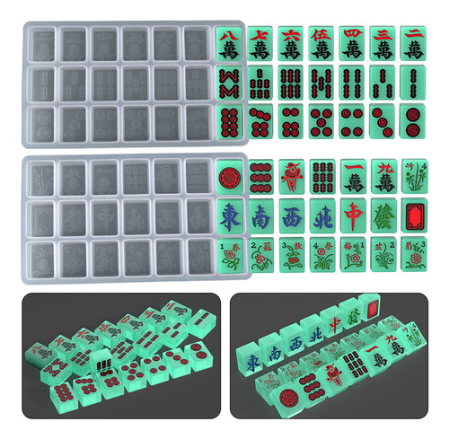 (a) Molde De Resina Epoxi De Cristal Uv Mahjong Tiles, Para
