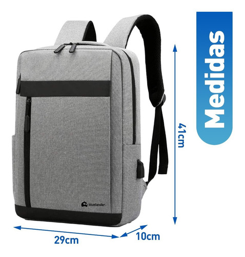 10 Mochilas Para Laptop Antirrobo 15.6 Pulgadas Usb Impermeable Color Gris Diseño de la tela Lix