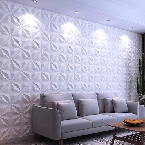 Kit de 60 platos 3D de PVC para decoración de pared y techo (15 m) geométricos