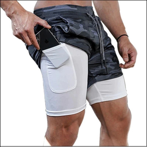 Short Gimnasio Hombre Con Calza Y Bolsillo Para Celular