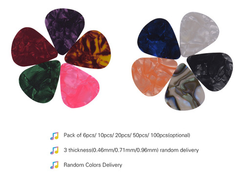 10 Púas De Guitarra Coloridas De Celuloide Para Bajo Eléctri