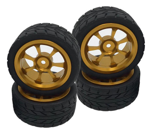4 Piezas 1/14 Rc Neumáticos De Coche De Goma Mini Dorado