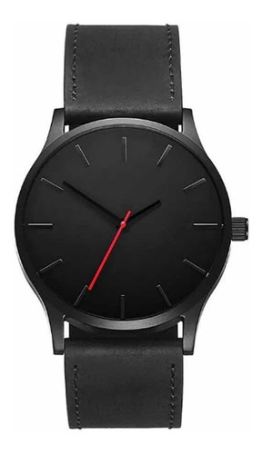 Reloj De Cuero Negro Minimalista Clasico