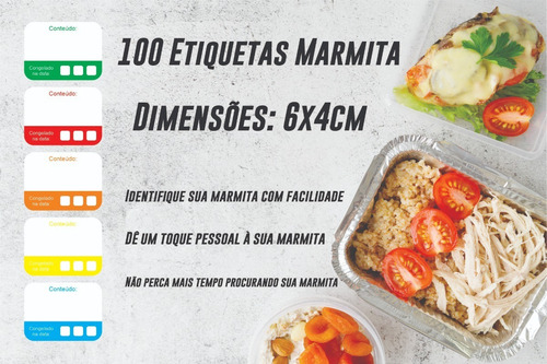 100 Etiquetas Marmita Congelada Fitness Resistente A Agua