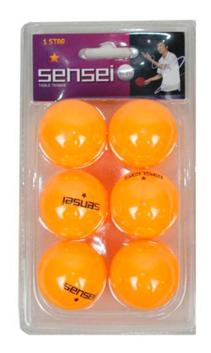 Pack Pelotas  6 Unid  Naranja. Ping Pong 1 Estrella Sensei