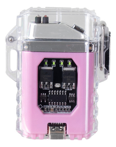 Encendedor Electrico Recargable Doble Arco Color Rosa