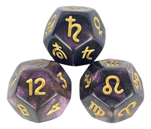 3 Piezas D12 Dados De Astrología Dados Estilo B