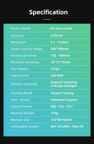 E1418 Impresora 3d Creality Scanner Cr-scan Lizard Escaner