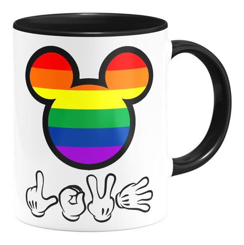 Taza Interior De Color Mickey Pride Love