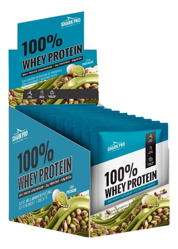 100% Whey Protein Cx 10 Unidades De 40g Shark Pro Pistache