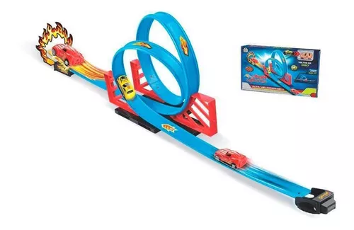 Pista Carrinho Infantil Tipo Hotwheels Duplo Looping Braskit