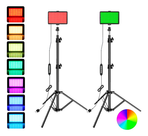 Set De 2 Luces Led Rgb Para Fotografía Y Video Trípode Luz