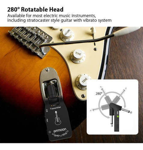 R Sistema Inalámbrico De Guitarra Ammoon 2.4 G Recargable 6
