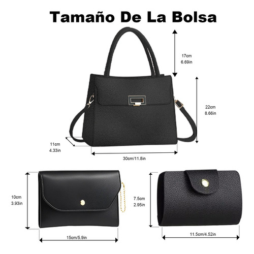 Set 3 Bolsas Tote Mujer Cuero Moda Antirrobo Casual Vintage