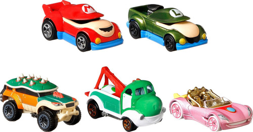 Hot Wheels Super Mario Personaje Car 5 Paquete