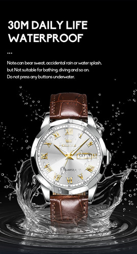 Olevs Relojes Para Hombre Reloj De Cuero Reloj Marrón Reloj