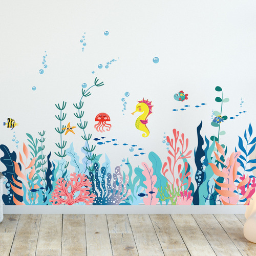 Calcomanía De Pared Con Diseño De Ballenas Bajo El Mar, Dise