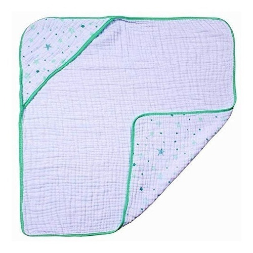 Imagem 2 de 6 de Toalha Banho Com Capuz Bebê Soft Verde 80x80cm Algodão Papi