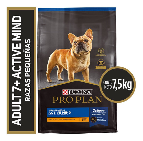 Imagen 2 de 2 de Alimento Pro Plan OptiAge Active Mind 7+ para perro senior de raza pequeña sabor pollo y arroz en bolsa de 7.5kg