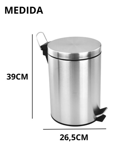 Lixeira Inox 12l Com Pedal +balde Interno Cozinha Banheiro Cinza