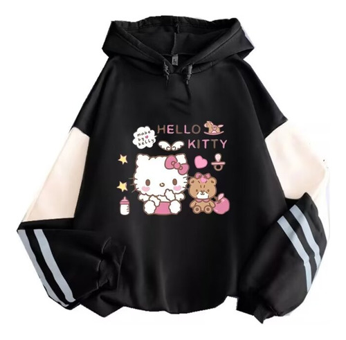 Sudadera Con Estampado De Estampado Hello Kitty Cat Bear Cut