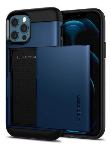 Funda Spigen Slim Armor Cs Para iPhone 12/ 12 Pro Azul