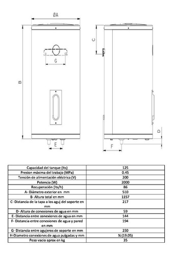 Imagen 2 de 2 de Rheem AEE TEC125 - Gris oscuro - 220V